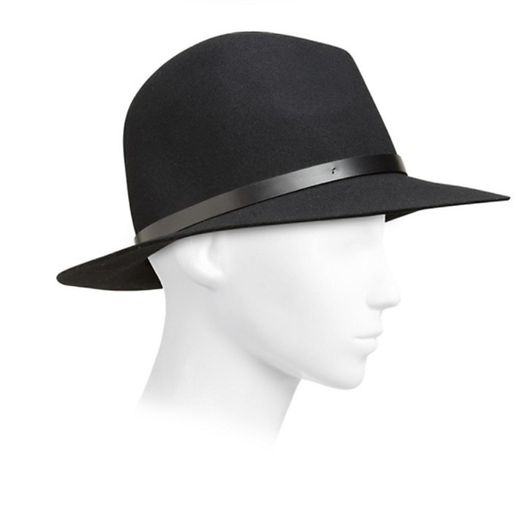 Rag & Bone floppy brim felted wool fedora size medium, black color, leather band - Picture 8 of 9